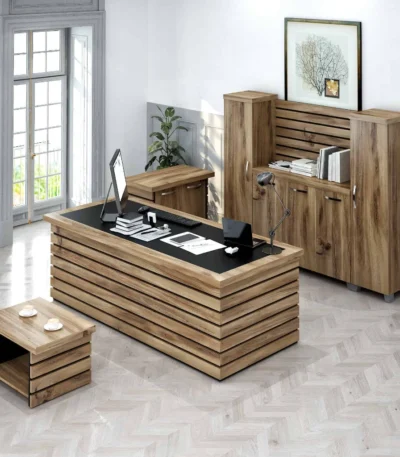 Elise 87″ Wood Office Furniture Set of 4pcs