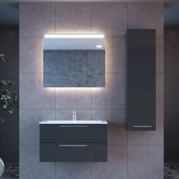 Elke 24 Inch Single Sink Wood Bathroom Vanity with LED Mirror