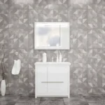 Alessio 36 Inch Single Sink Wood Bathroom Vanity with LED Mirror