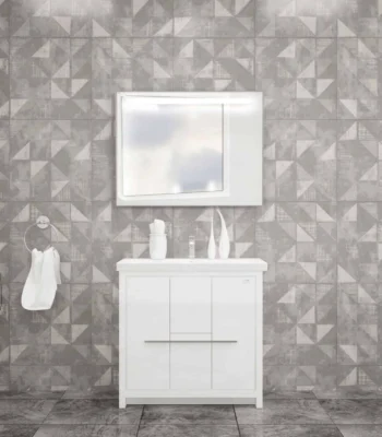 Alessio 36 Inch Single Sink Wood Bathroom Vanity with LED Mirror