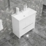 Alessio 36 Inch Single Sink Wood Bathroom Vanity with LED Mirror