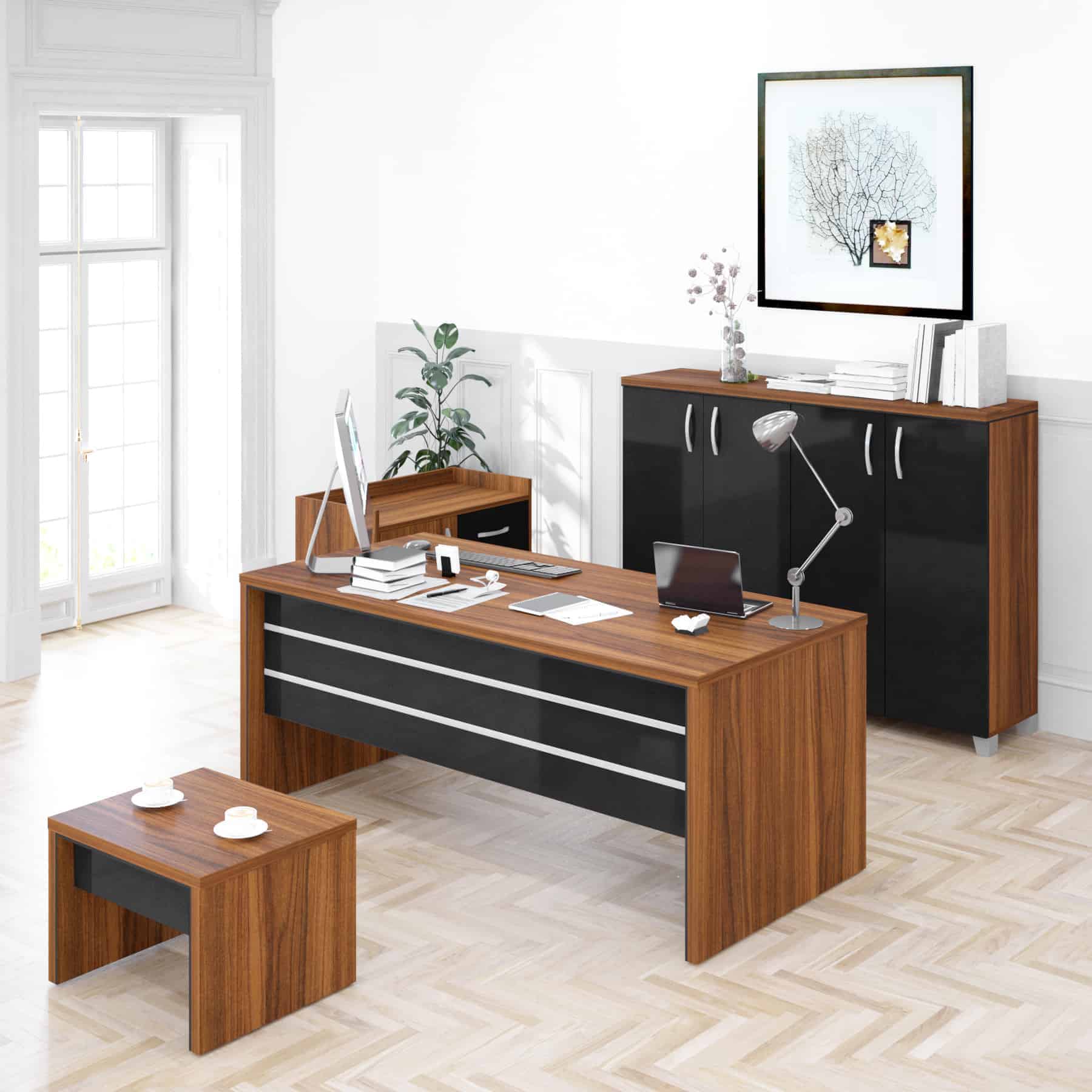LEXUS 71″ Modern Home & Office Furniture Desk Brown & Black – Casa Mare