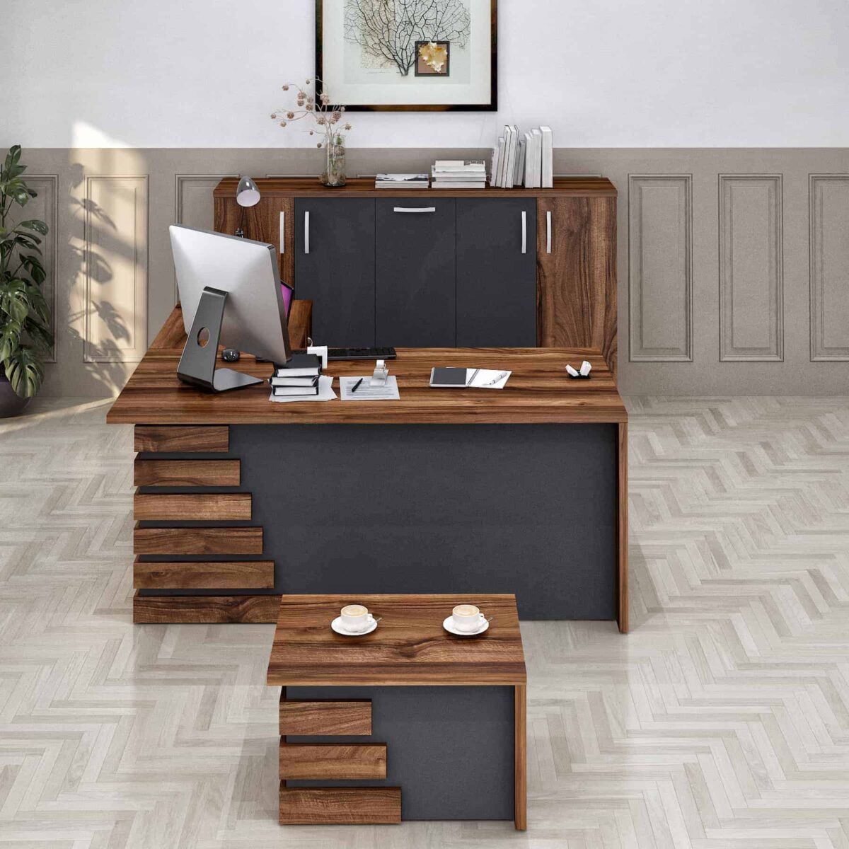 Atlas 71" Wood Office Furniture Set of 3pcs - Image 2