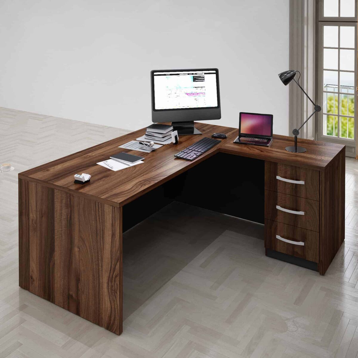 Atlas 71" Wood Office Furniture Set of 3pcs - Image 4