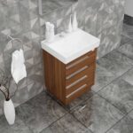 Domenico 32 Inch Wood Single Sink Bathroom Vanity with LED Mirror (Matte Walnut) - Image 4