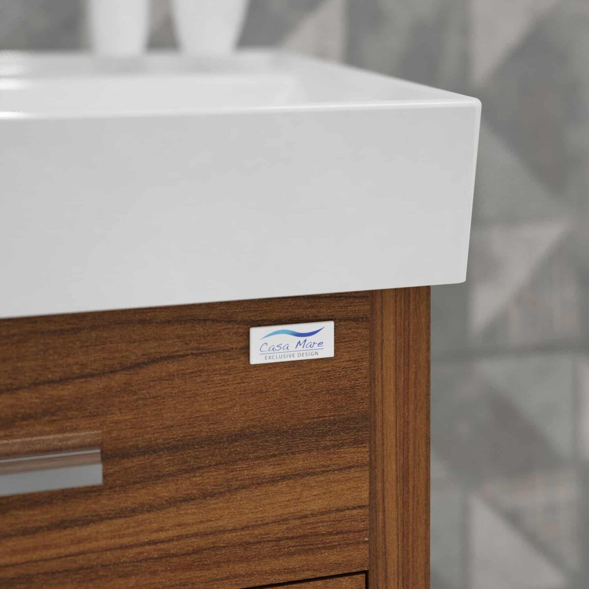 Domenico 32 Inch Wood Single Sink Bathroom Vanity with LED Mirror (Matte Walnut) - Image 5