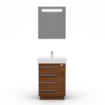 Domenico 32 Inch Wood Single Sink Bathroom Vanity with LED Mirror (Matte Walnut) - Image 6