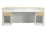 Mares 87″ Wood Office Reception Desk Counter & Drawers (Cream)