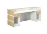 Mares 87″ Wood Office Reception Desk Counter & Drawers (Cream)