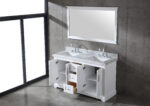 Mareo 60″ Solid Wood Double Sink Bathroom Vanity White Cabinet - Image 2