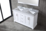 Mareo 60″ Solid Wood Double Sink Bathroom Vanity White Cabinet - Image 3