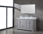Mareo 60″ Solid Wood Double Sink Bathroom Vanity Grey Cabinet - Image 6