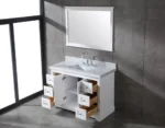 Mareo 48" Solid Wood Single Sink Bathroom Vanity with Mirror (White) - Image 5