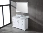 Mareo 48" Solid Wood Single Sink Bathroom Vanity with Mirror (White) - Image 4