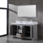 Mareo 60″ Solid Wood Double Sink Bathroom Vanity Grey Cabinet - Image 5