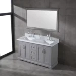 Mareo 60″ Solid Wood Double Sink Bathroom Vanity Grey Cabinet - Image 7