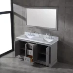 Mareo 60″ Solid Wood Double Sink Bathroom Vanity Grey Cabinet - Image 8