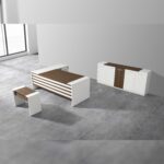 Leon 87" Wood Office Furniture Set of 3pcs