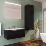 Aspe 24 Inch Single Sink Wood Bathroom Vanity with LED Mirror & Side Cabinet (Glossy Black) - Image 2